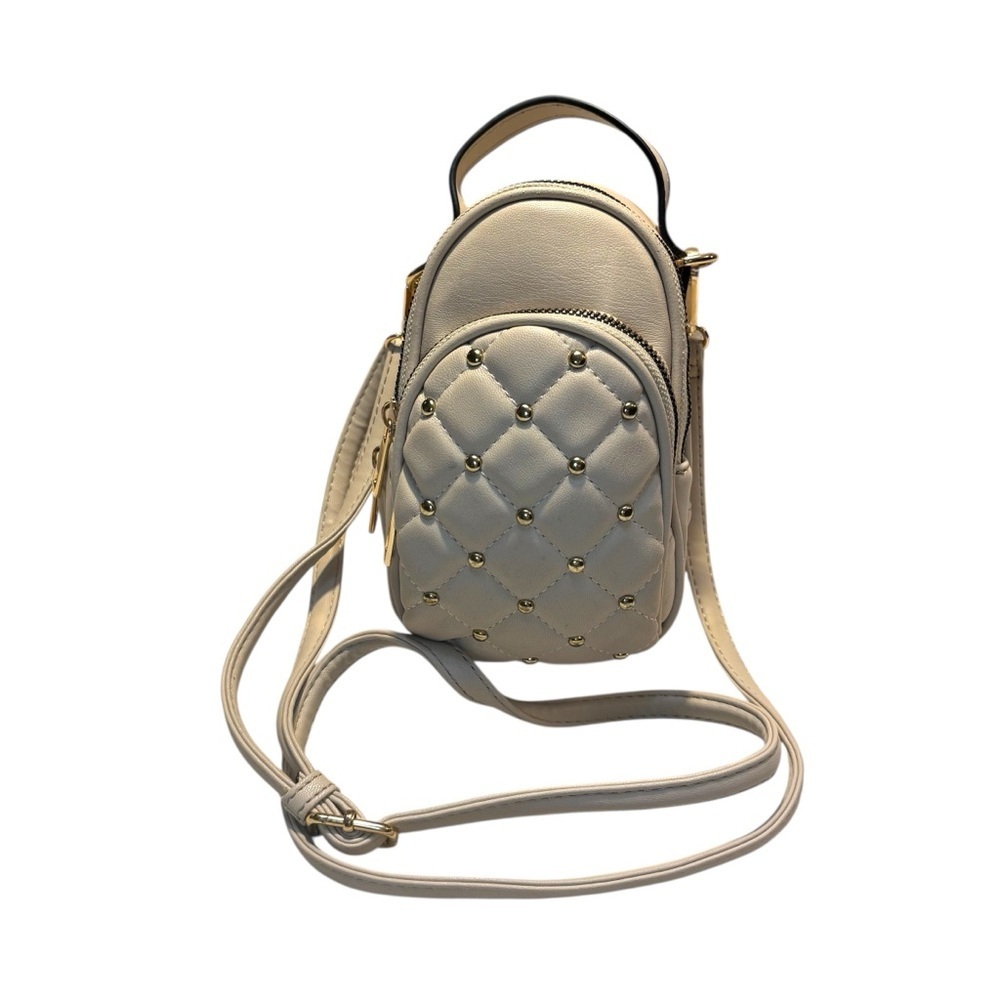 NEW Crossbody Bag Cream Taupe Quilted Gold-tone Hardware Embellishment Backpack